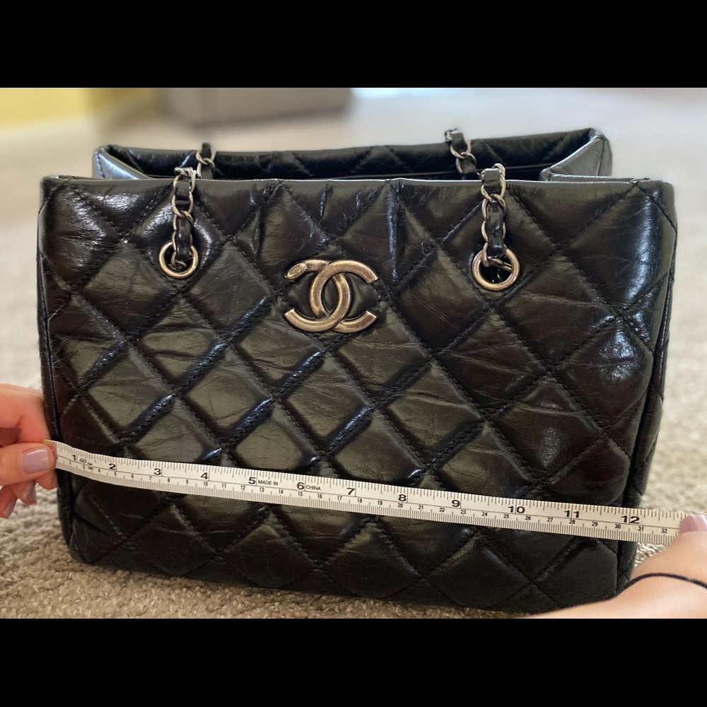 Chanel tote lamb skin quilted black bag - Picture 2 of 15